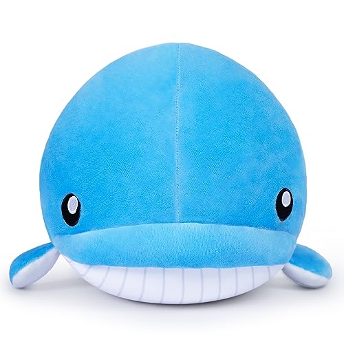 Yeqivo Wal gefüllte Tiere, niedlicher Blauer Wal gefülltes Tier Plüschtier, weicher Wal umarmen Kissen Ozean Plüschtier Puppen Geschenke für Kinder(Blauwal,30CM) von Yeqivo