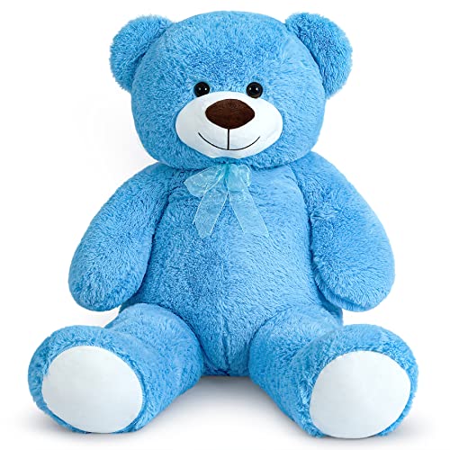 Yeqivo Riesen Teddybär Große Kuscheltiere Plüsch Großer Stofftier Bär Giant Teddy Bear für Freundin Kinder Weihnachten Valentinstag (110CM,Blau) von Yeqivo