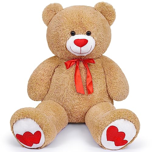 Yeqivo Riesen Teddybär Große Kuscheltiere Plüsch Großer Stofftier Bär Giant Teddy Bear für Freundin Kinder Weihnachten Valentinstag (110CM,Hellbraun) von Yeqivo