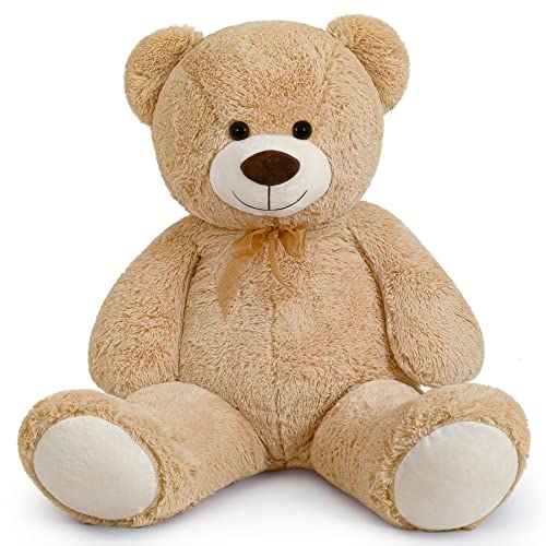 Yeqivo Riesen Teddybär Große Kuscheltiere Plüsch Großer Stofftier Bär Giant Teddy Bear für Freundin Kinder Weihnachten Valentinstag (110CM,Hellbraun) von Yeqivo