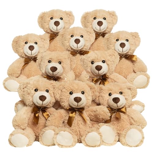 Yeqivo Teddybär gefülltes Tier Plüschtier Geschenk für Kind Freundin, 13.5 Zoll gefüllte Bären für Weihnachten Valentinstag Geburtstag Hochzeitsfeier (Khaki, 10 Pcs) von Yeqivo