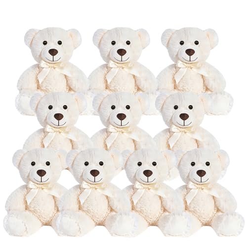 Yeqivo Teddybär gefülltes Tier Plüschtier Geschenk für Kind Freundin, 13.5 Zoll gefüllte Bären für Weihnachten Valentinstag Geburtstag Hochzeitsfeier (Weiß, 10 Pcs) von Yeqivo