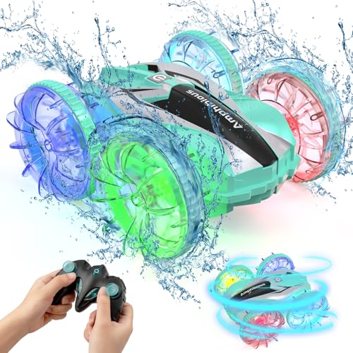 Yerloa Amphibienfahrzeug Ferngesteuertes Auto für Kinder, 2.4 GHz Amphibisches RC Auto Spielzeug ab 4 5 6 7 8 9 Jahr,360° Stunt Wasser und Strand Indoor & Outdoor Spielzeug,Geschenk Jungen Mädchen von Yerloa