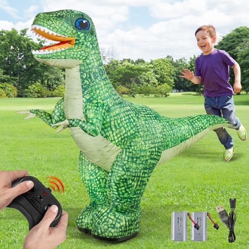 Yerloa Aufblasbarer Dinosaurier Ferngesteuert Spielzeug für Kinder, Ferngesteuertes Dinosaurier, Wiederaufladbarer T-Rex Dino Spielzeug, Dinosaurier Geschenk für Jungen Mädchen ab 3 4 5 6+ Jahre von Yerloa