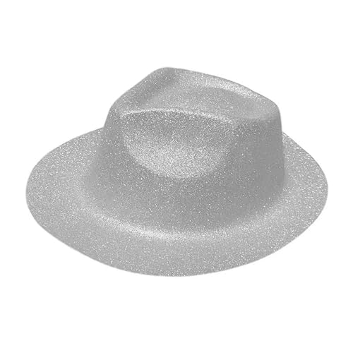 Yeselino Glitzernder Fedora-Hut, Unisex, Erwachsene, glitzernd, Puder, Cowboy-Kappe, Kostümzubehör, Partyhut von Yeselino