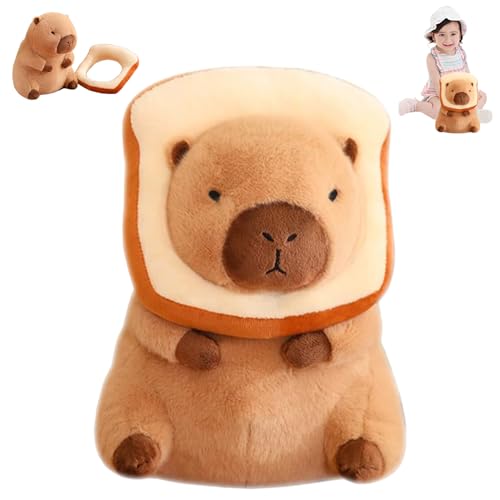 Yesmoyhe Capybara Plüschtier mit Brot, 30 cm Capybara Plüsch puppenkissen, Niedlichen Capybara Plushie, Stofftier Brot Capybara, Capybara Plüschkissen mit Brot, Geschenk für Jungen Mädchen von Yesmoyhe