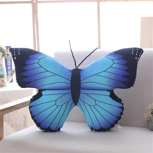 Schön Schmetterling Kissen Realistisch Schmetterling Plüschtier Flauschiges Stofftier Kissen Tier Plüschkissen Spielzeug Geschenk gefüllt für Kinder Erwachsene (Blau) von Yestree