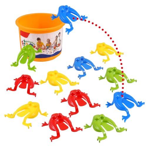 Yestree 12Pcs Springen Leap Frösche Spielzeug Frösche mit Eimer Springen Spielzeug Springen Frösche Geburtstag Party Favors Ostern Goody Bag Füllstoffe für Kinder (Gelegentliche Farbe) von Yestree