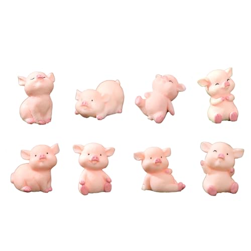 Set mit 8 niedlichen Schweine-Kuchenaufsätzen, handgefertigt, Auto-Dekoration, Miniaturen, perfekt für Geburtstage und Feiern, Dekoration, Büro-Schreibtisch-Ornamente von Yfenglhiry