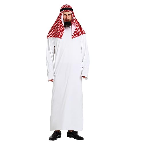 Yfenglhiry Halloween Arabische Prinzessin Outfits Muslime Kopfbedeckung Lange Robe Schleier Hose Naher Osten Dubai Kostüm Zubehör Halloween Dress Up Kostüm von Yfenglhiry