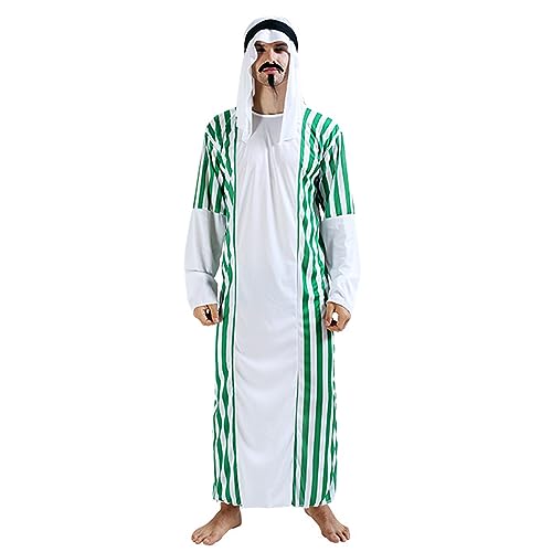 Yfenglhiry Halloween Arabische Prinzessin Outfits Muslime Kopfbedeckung Lange Robe Schleier Hose Naher Osten Dubai Kostüm Zubehör Halloween Dress Up Kostüm von Yfenglhiry