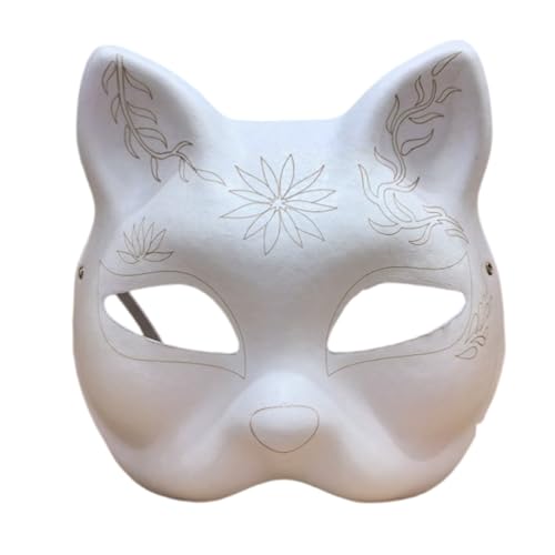 Yfenglhiry Papiermaske, Halbgesichtsmaske, unlackiert, Maske, Hand für Halloween, Cosplay, Party, Make-up-Künstler, Gesichtsmaske von Yfenglhiry