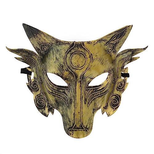 Yfenglhiry Tier-Wolfkopf, halbes Gesicht, gruselige Werwolf-Maske, Halloween, Weihnachten, Party, Bühnenaufführung, Zubehör, Erwachsene, Kinder, Werwolf-Maske von Yfenglhiry