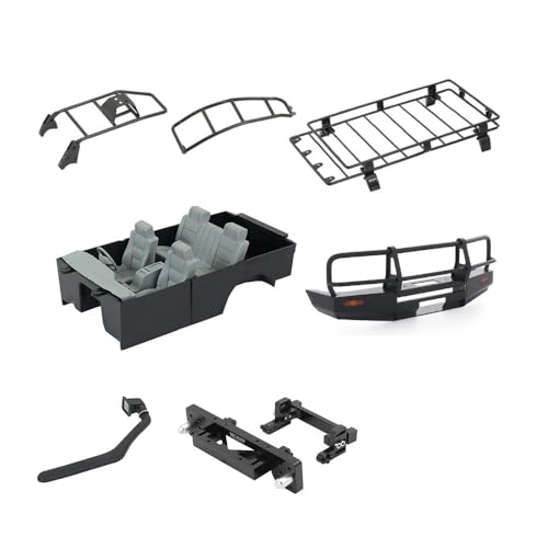 YhfAbd Maßstab 1:10 RC Land Cruiser LC80 Innenraum Frontstoßstange Karosseriehalterung Dachgepäckträger Licht Reserveradhalter Schnorchel for RUN80 TRX4 SCX10 Ersatzteile(Car Sticker) von YhfAbd