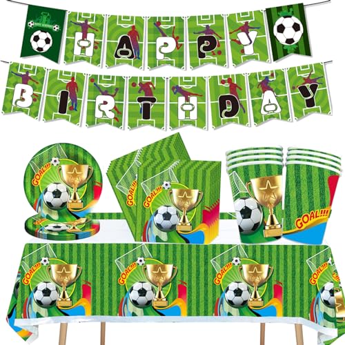 42 Stück Fußball Partygeschirr Set, Weltmeisterschaft Fussball Deko Geburtstag Pappteller Party Set, Fußball Thema Partygeschirr für Weltmeisterschaft Party Geburtstag Junge Kinder (10 Gäste) von Yhjxly