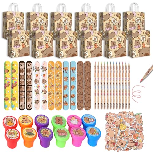 98PCS Capybara Party Mitgebsel Kindergeburtstag Gastgeschenke,Capybara Party Favours Mit Geschenk-Taschen,Stiften, Schlüsselanhänger, Armband, Aufklebern Briefmarken für Kinder Geburtstag Geschenke 98PCS Capybara Party Mitgebsel Kindergeburtstag Gastgeschenke,Capybara Party Favours Mit Geschenk-Taschen,Stiften, Schlüsselanhänger, Armband, Aufklebern Briefmarken für Kinder Geburtstag Geschenke von Yhjxly