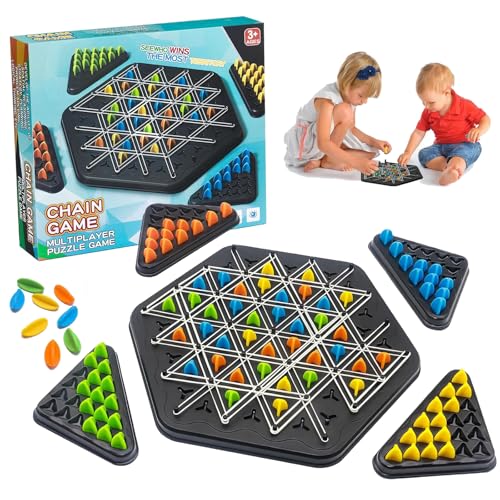 Triggle Spiel Gummibänder, Ketten Dreieck Spiel,Desktop-Brettspiel,Brettspiele Dreieck,Chain Triggle Board Game, Outdoor Camping Picknick Spiele Für 2-4 Personen von Yhjxly