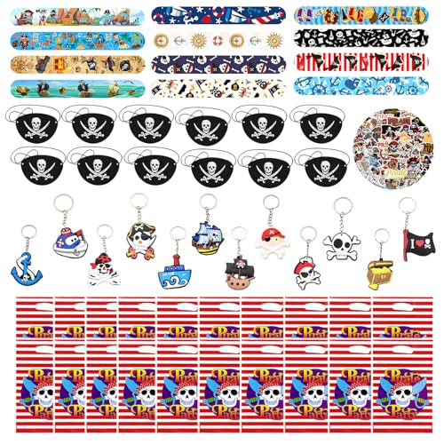 Yhjxly 106 pcs Pirat Party Mitgebsel Kindergeburtstag,Piraten Mitgebsel Set,50 Aufkleber 20 Geschenktüte 12 Piraten Augenklappe 12 Schlüsselanhänger 12 Schnapparmband für Pirat Party Halloween Yhjxly 106 pcs Pirat Party Mitgebsel Kindergeburtstag,Piraten Mitgebsel Set,50 Aufkleber 20 Geschenktüte 12 Piraten Augenklappe 12 Schlüsselanhänger 12 Schnapparmband für Pirat Party Halloween von Yhjxly