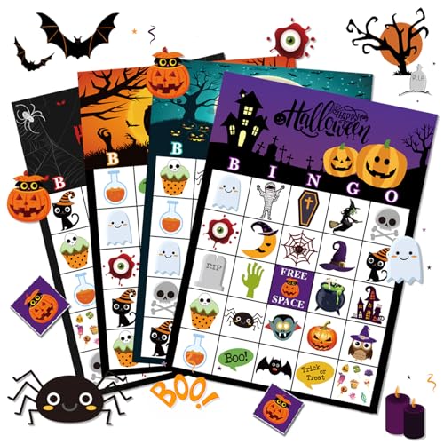 Yhjxly Halloween Bingo für 24 Kinder, Haloween-Bingo Karten Brettspiel,Halloween-Partygeschenk,Halloween-Bastelarbeiten für Schul und Familienaktivitäten, Heloween Party, Brettspiele Yhjxly Halloween Bingo für 24 Kinder, Haloween-Bingo Karten Brettspiel,Halloween-Partygeschenk,Halloween-Bastelarbeiten für Schul und Familienaktivitäten, Heloween Party, Brettspiele von Yhjxly