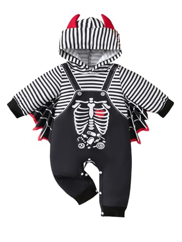 Yhong Baby Kostüm Fledermaus Cosplay Kostüm Faschingskostüme Baby Onepiece Strampler Overall mit Hut neugeborenes Halloween Karneval Fasching Kostüm Schwarzes B 50-62 von Yhong