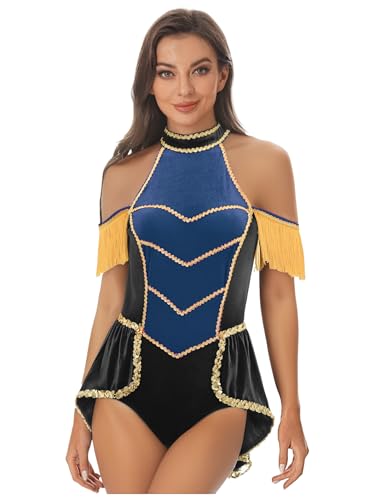 Yhong Damen Zirkusdirektorin Kostüm Samt Bodysuit Mit Quasten Fasching Karneval Party Cosplay Verkleidung Blau Schwarz S Yhong Damen Zirkusdirektorin Kostüm Samt Bodysuit Mit Quasten Fasching Karneval Party Cosplay Verkleidung Blau Schwarz S von Yhong