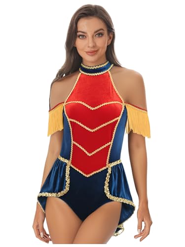 Yhong Damen Zirkusdirektorin Kostüm Samt Bodysuit Mit Quasten Fasching Karneval Party Cosplay Verkleidung Rot Blau M Yhong Damen Zirkusdirektorin Kostüm Samt Bodysuit Mit Quasten Fasching Karneval Party Cosplay Verkleidung Rot Blau M von Yhong