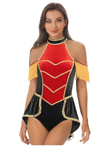 Yhong Damen Zirkusdirektorin Kostüm Samt Bodysuit Mit Quasten Fasching Karneval Party Cosplay Verkleidung Rot Schwarz A XL Yhong Damen Zirkusdirektorin Kostüm Samt Bodysuit Mit Quasten Fasching Karneval Party Cosplay Verkleidung Rot Schwarz A XL von Yhong