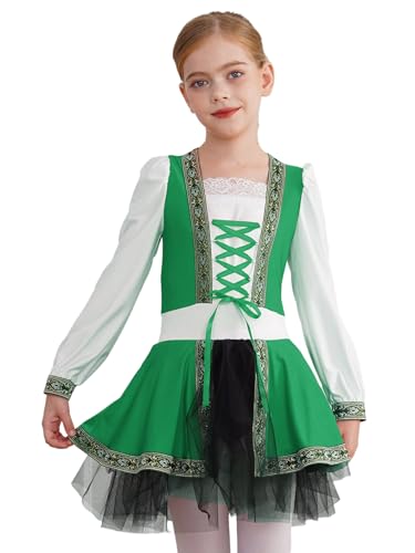 Yhong Mittelalterliche Renaissance Mädchen Prinzessin Kleid Vintage Retro Schnürung kleid KInder Halloween Fasching Kostüm Grün 170 von Yhong