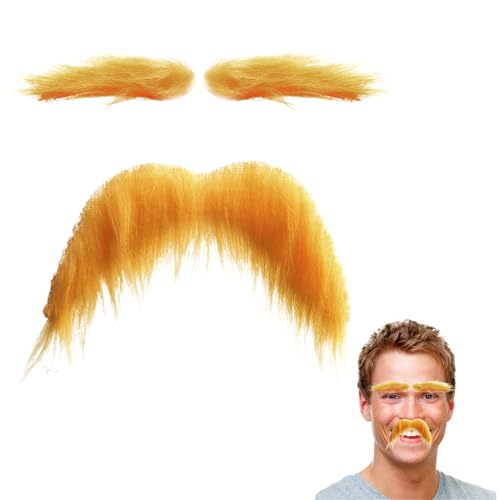 Falsch Schnurrbart für Kinder | Schnurrbartset und gelbe falsche Augenbrauen | Fun synthetischer Bart für Halloween -Karnevalskostüm Falsch Schnurrbart für Kinder | Schnurrbartset und gelbe falsche Augenbrauen | Fun synthetischer Bart für Halloween -Karnevalskostüm von Yhsioaklo
