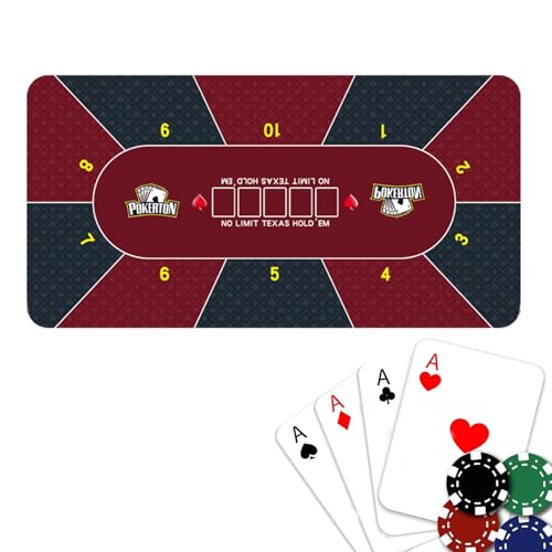 Pokermatte – 120 x 60 cm Poker-Tischplatten-Layout | rutschfeste Unterseite aus Gummi | große Spieltischmatte | Poker-Tischmatte für stabilen Halt auf glatten Oberflächen von Yhsioaklo