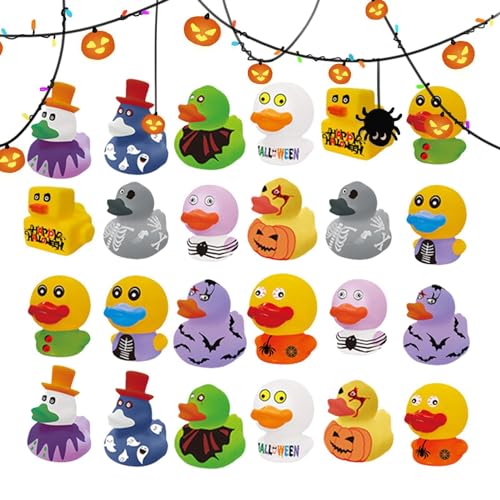 Yhsioaklo Entenspielzeuge aus Gummi, Halloween-Ente – verschiedene Duschenten aus Gummi – Gummischwimmer für Halloween, Duschente, 24 Stück, Partygeschenke für von Yhsioaklo