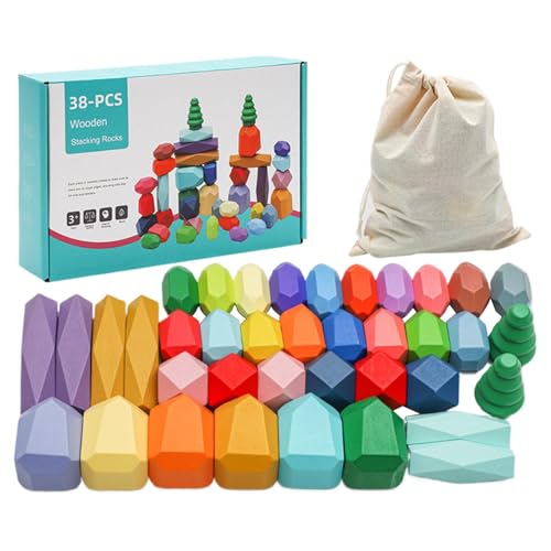 Yhsioaklo Sensorische Bausteine für Kinder, stapelbares Holzstein-Set, sensorisches stapelbares Sortierblock-Set für Mädchen, sensorische Bausteine für von Yhsioaklo