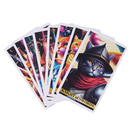 Yhsioaklo Tarot für Katzen, bunt, Tarotkartenspiel mit bunten Katzen, Tarot-Deck für Anfänger, Tarot, 78 Stück, Original-Tarotkarten, Katze, englische Tarot-Lesekarten von Yhsioaklo