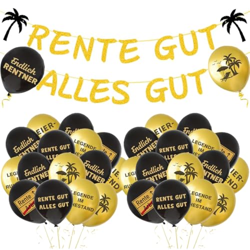 Rente Luftballons Banner Deko, Ruhestand Luftballons, RENTE GUT ALLES GUT Banner, Endlich Rentner Ballons, Rente Deko, Ruhestand Deko, Beginn der Rente Geschenk von Yi'antai