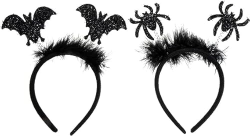 Yi'antai Fledermaus Haarreif Damen, Spinne Haarreif Damen, Vampir Haarreifen, Bat Headband, Fledermaus Spinne Ohren mit Glitzereffekt, Karneval Fasching Halloween Party Kostüm Grusel Horror (A) von Yi'antai