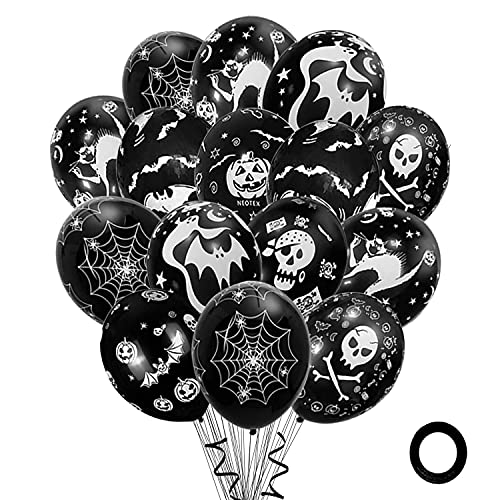 Yi'antai Halloween Deko Set, Halloween Luftballons 100Pcs, Halloween Dekoration Ballons Grusel, Halloween Party Decor Kinder Schwarz Aufblasbar 8 Stile12 Zoll von Yi'antai