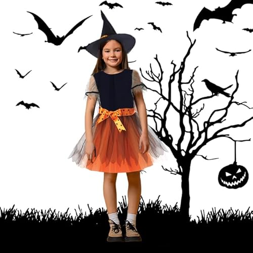 Yi'antai Halloween Hexenkostüm Mädchen, Hexenkleid Kinder, Kinder Zauberer verkleiden, Hexe Kostüm, Karneval Fasching Bekleidung, Mädchen Halloween Fasching Karneval (Gelb) von Yi'antai