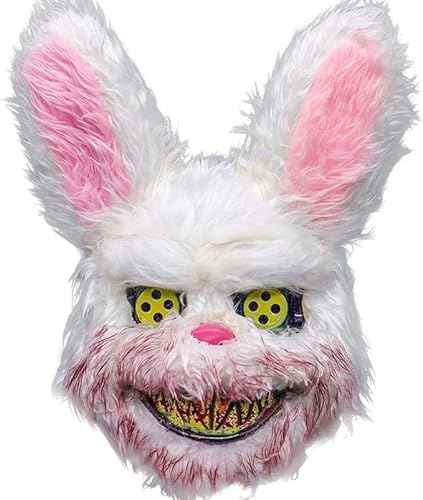 Yi'antai Halloween Maske Horror Hasenmaske, Halloween Blutige Kaninchen Maske, Grusel Maske für Erwachsene Kinder, Gruselige Halloween Bloody Bunny Maske, Blutige Kaninchen Maske (Kaninchen) von Yi'antai