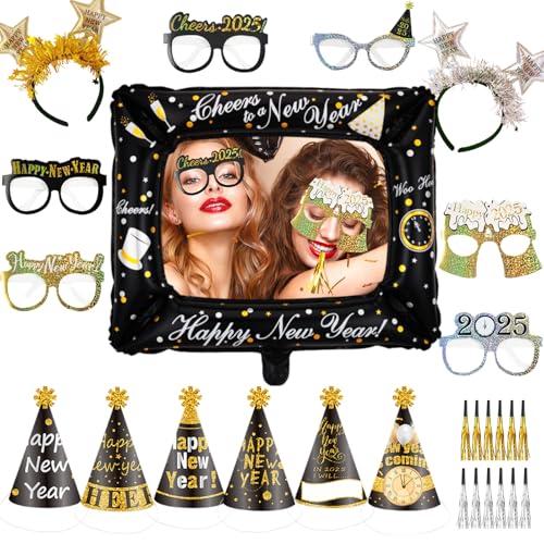 Yi'antai Silvester Deko 2025, Silvester Haarreif 2025, Silvester Kopfschmuck, Foto Requisiten 2025, 2025 Silvester Brille, Silvester Aufblasbarer Fotorahmen, Silvester Party Zubehör (B) von Yi'antai