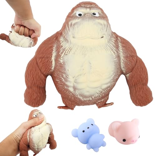 3 STK Anti Stress Spielzeug, Gorilla-Figur zum Stressabbau, Antistress Gorilla Spielzeug, Knautsch Schwein Stressspielzeug, Squishy Squeeze Toys Fidget Toys, Anti Stress Spielzeug von YiJiuBa