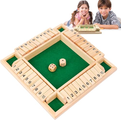 YiJiuBa Shut The Box Spiel, Würfelspiel Brettspiel, Würfelspiel für 4 Spieler, Shut The Box Spiel Kinder ab 3 Jahre zum Mathematik Lernspielzeug, Brettspiel aus Holz Mädchen, Junge, Erwachsene von YiJiuBa