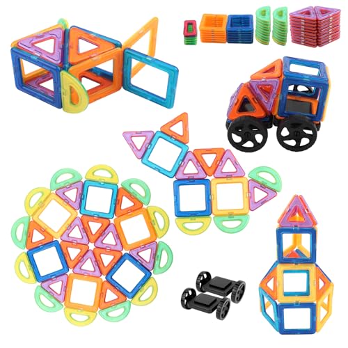 YiJiuBa Magnetische Bausteine Set, 60 Teil Magnetbausteine Magnetspielzeug Kinder, Magnet Spielzeug, Magnetspiele Kinderspielzeug als Geschenk für 3 4 5 6 7 8 Jahre Kinder/Jungen/Mädchen von YiJiuBa