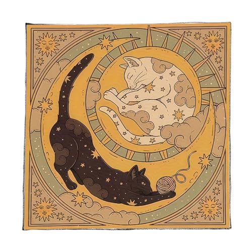 YiNLuax Divinationen Tischdecke Mondkatzen Muster Astrologie Tarotkarte Tischdecke Altars Stoff Göttlichkeit Brettspielzubehör YiNLuax Divinationen Tischdecke Mondkatzen Muster Astrologie Tarotkarte Tischdecke Altars Stoff Göttlichkeit Brettspielzubehör von YiNLuax
