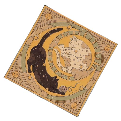 YiNLuax Divinationen Tischdecke Mondkatzen Muster Astrologie Tarotkarte Tischdecke Altars Stoff Göttlichkeit Brettspielzubehör YiNLuax Divinationen Tischdecke Mondkatzen Muster Astrologie Tarotkarte Tischdecke Altars Stoff Göttlichkeit Brettspielzubehör von YiNLuax