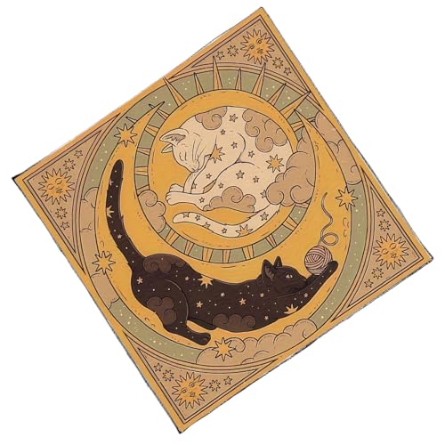 YiNLuax Divinationen Tischdecke Mondkatzen Muster Astrologie Tarotkarte Tischdecke Altars Stoff Göttlichkeit Brettspielzubehör YiNLuax Divinationen Tischdecke Mondkatzen Muster Astrologie Tarotkarte Tischdecke Altars Stoff Göttlichkeit Brettspielzubehör von YiNLuax