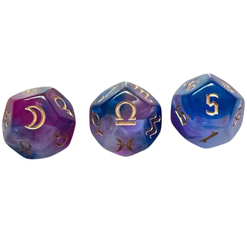 YiQinzcxg 3pcs Dices Set 20mm Brettspiel Dices Set Divinations Designs 12 Seitige Acryl Dices Durchscheinende Abgerundete Ecke Zices von YiQinzcxg