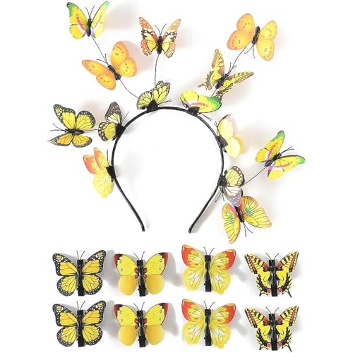 YiQinzcxg Buntes 3D Schmetterlings Stirnband Für Mädchen Realistischer Schmetterlings Haarreif Party Kleidung Haarspange Damen Karnevals Haarschmuck von YiQinzcxg