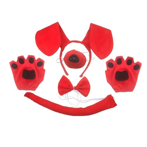 YiQinzcxg Halloween Hundekostüm Anziehset Inklusive Hunde Haarband Schwanz Nase Fliege Für Kinder Halloween Cosplay Party von YiQinzcxg