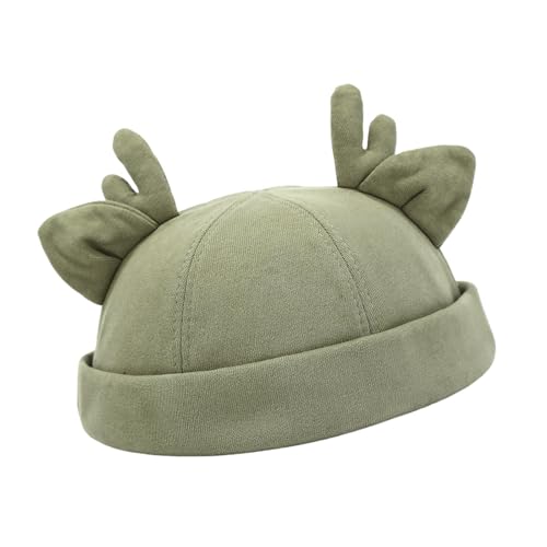 YiQinzcxg Vintage Weihnachtsmütze Lässiger Randloser Verstellbares Geweih Ohren Totenkopf Rentierhorn Für Damen Und Herren von YiQinzcxg