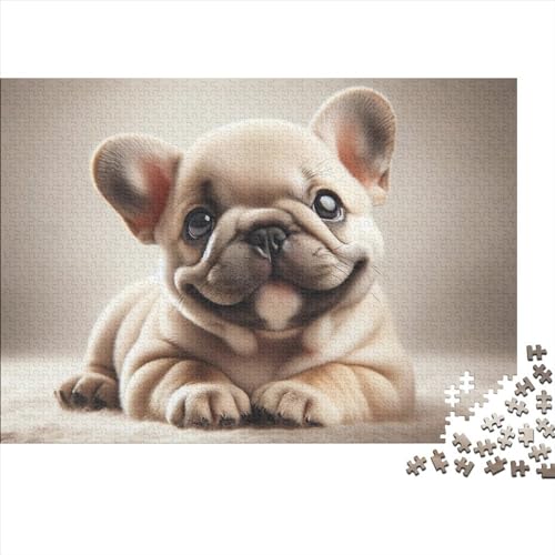 Bulldog 1000 Teile Puzzle Für Kinder Und Erwachsene Ab 14 Jahren Cute Dog Holzpuzzle Herausfordernd Lernspielzeug 1000pcs (75x50cm) von YiWanLiu